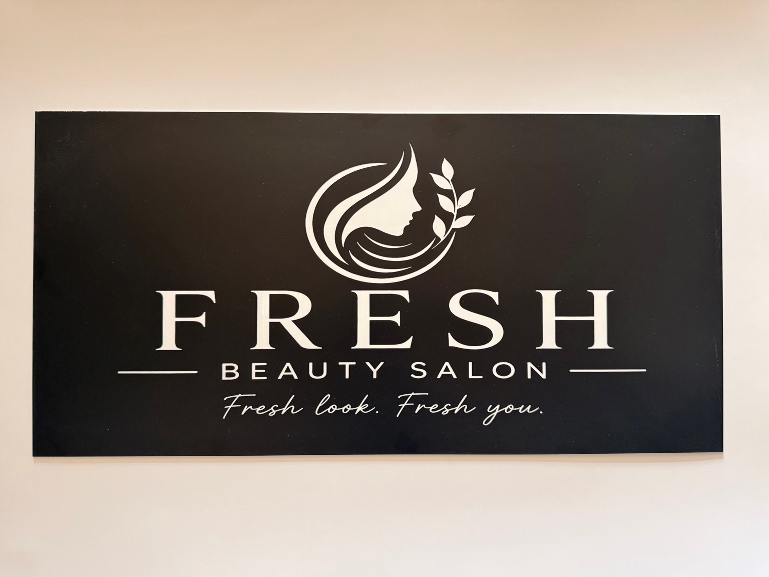 Custom engraved Fresh Beauty Salon commercial sign